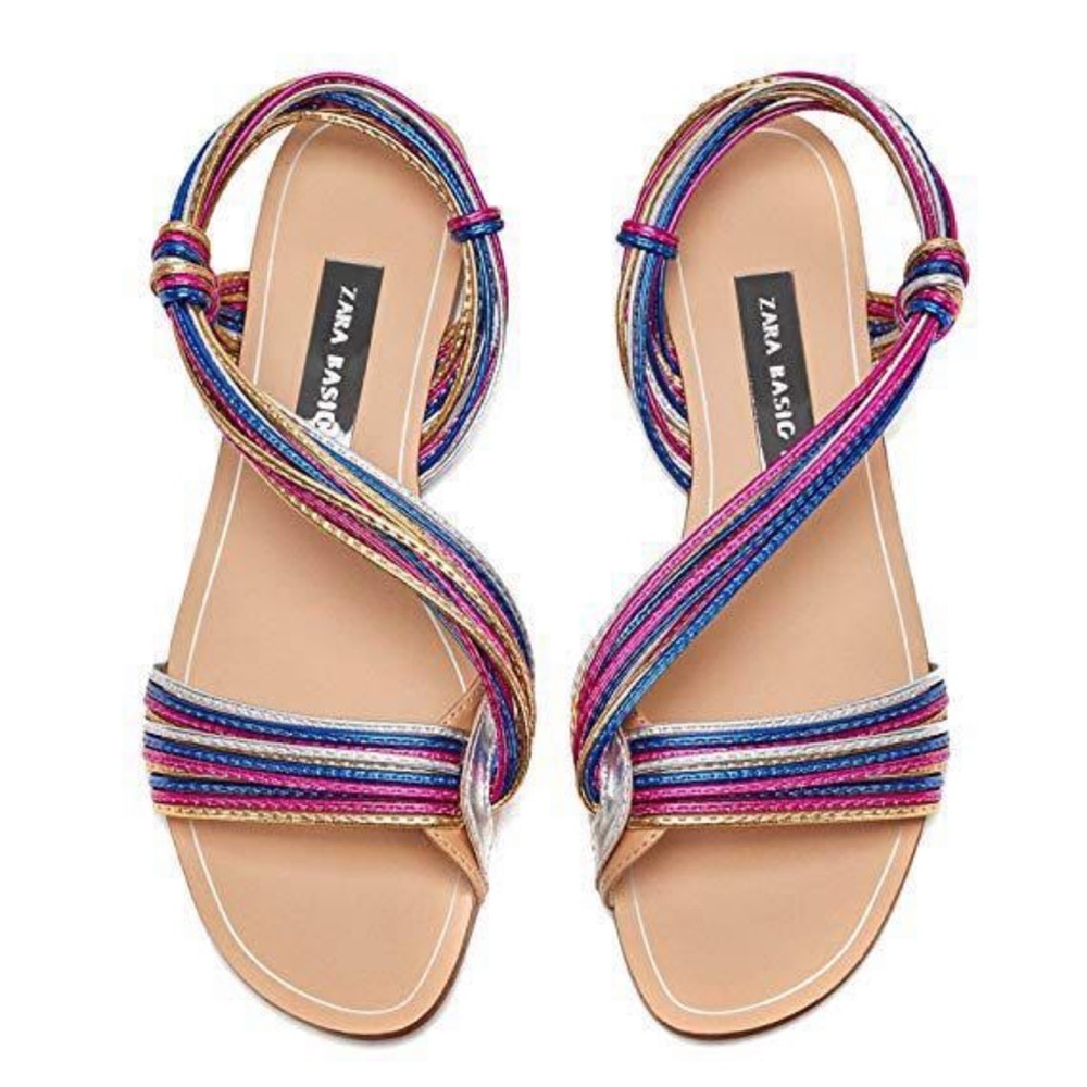 Zara Basic Collection Multicolored Sandals Size 4… - image 1